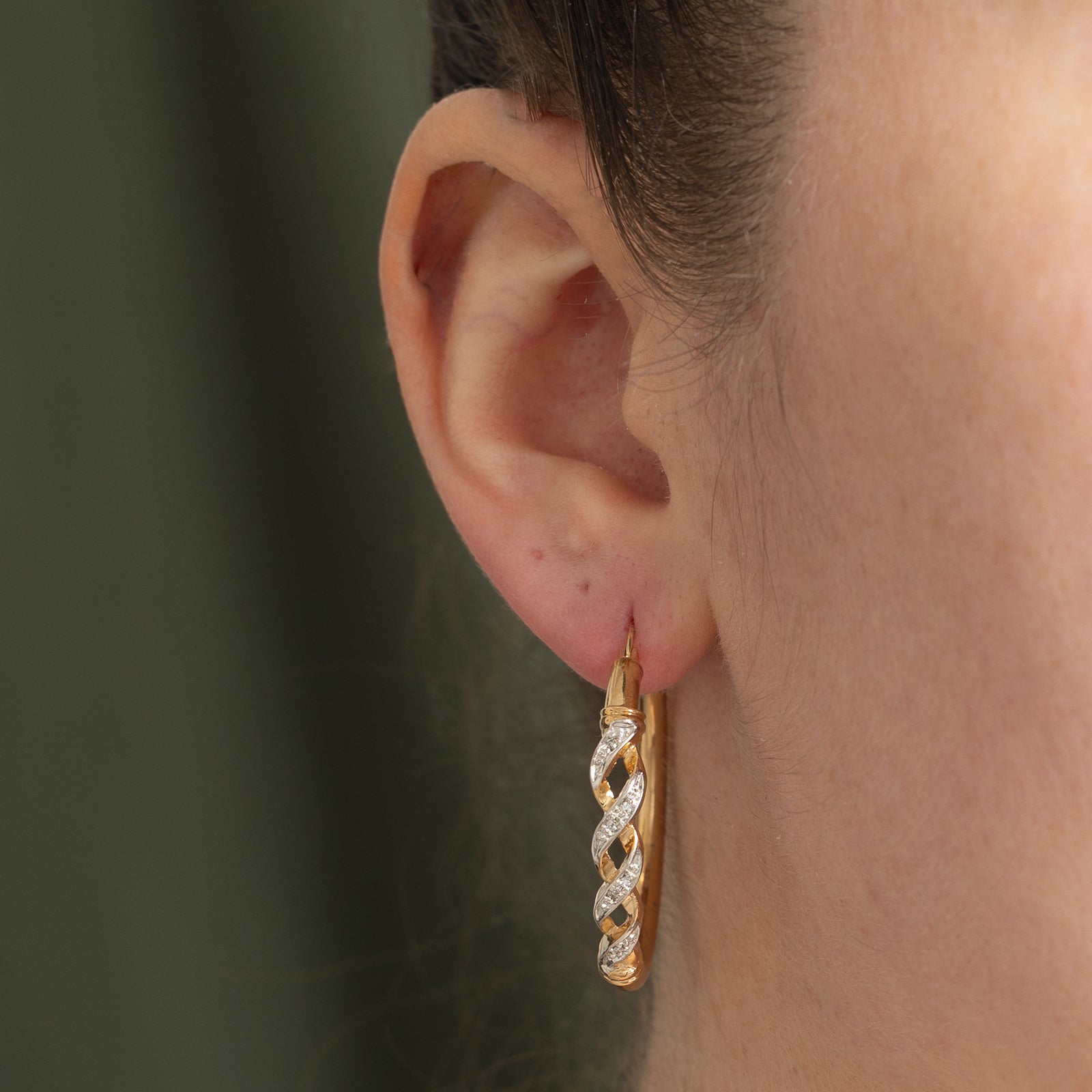Diamond Crossover Hoop Earrings | 0.06ctw