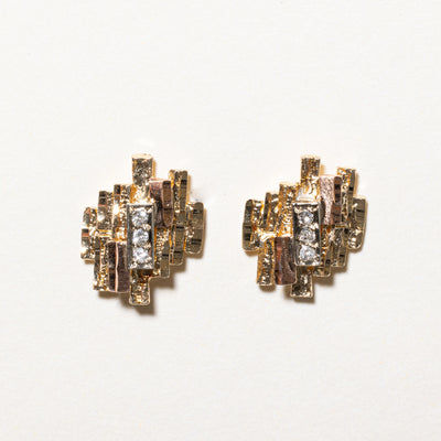10K Diamond Textured Abstract Stud Earrings | 0.06ctw
