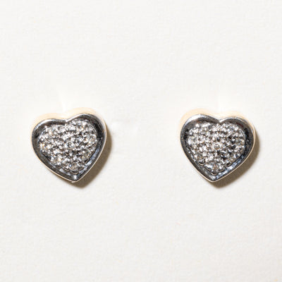 Diamond Cluster Heart Stud Earrings | 0.08ctw