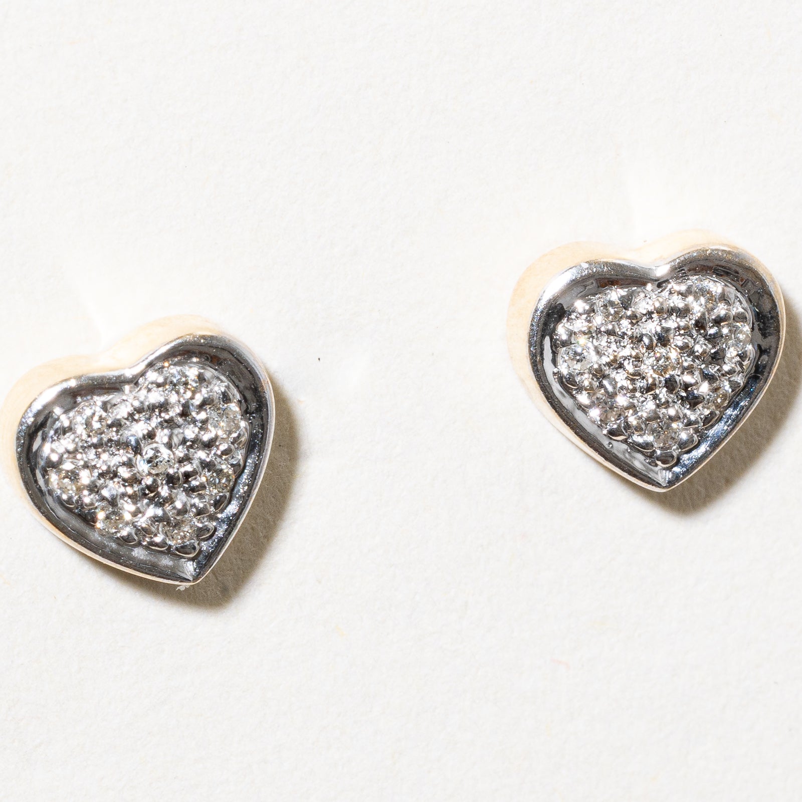 Diamond Cluster Heart Stud Earrings | 0.08ctw