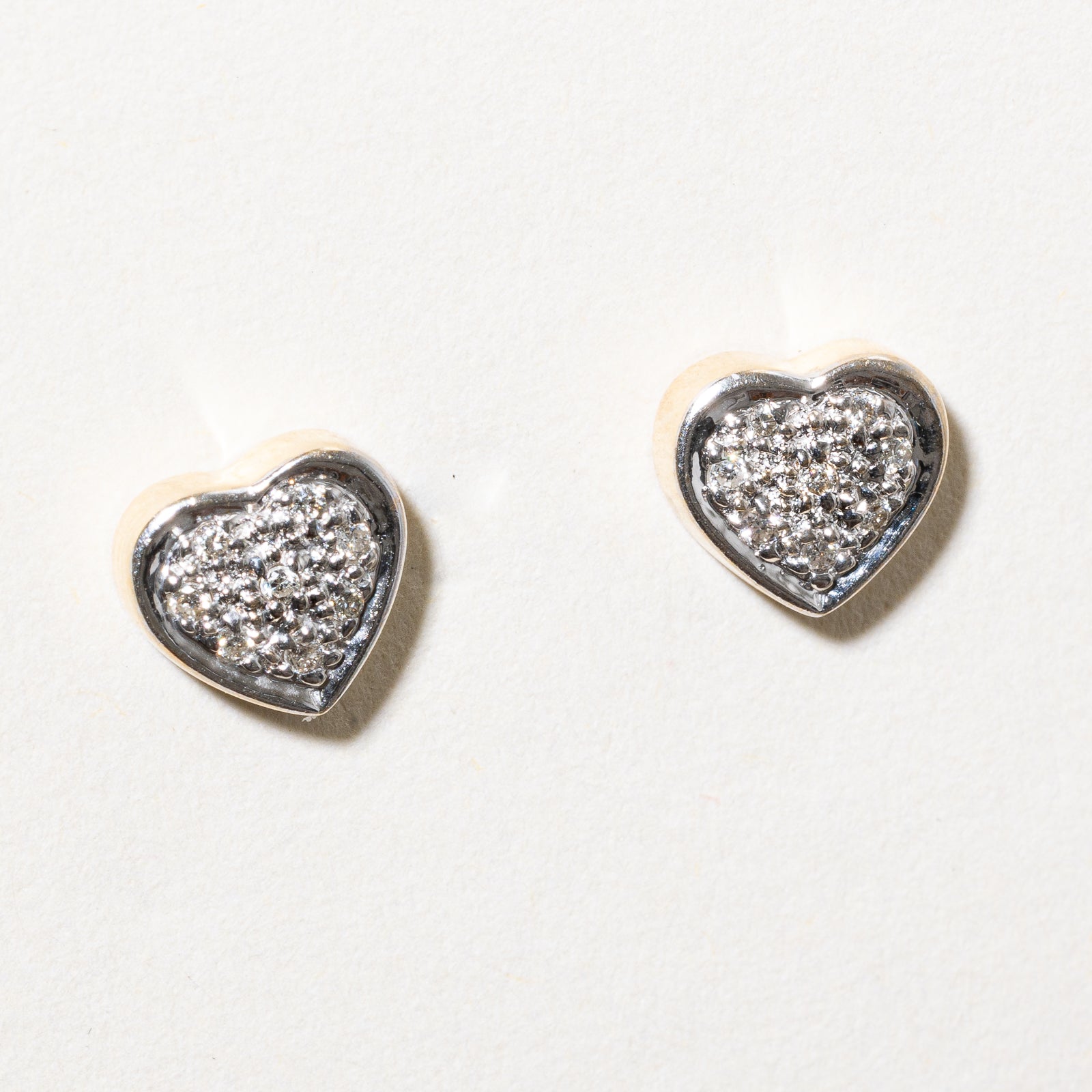 Diamond Cluster Heart Stud Earrings | 0.08ctw