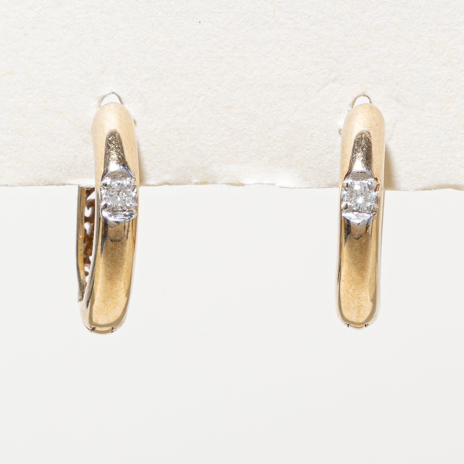 10K Single Diamond Hoop Earrings | 0.04ctw