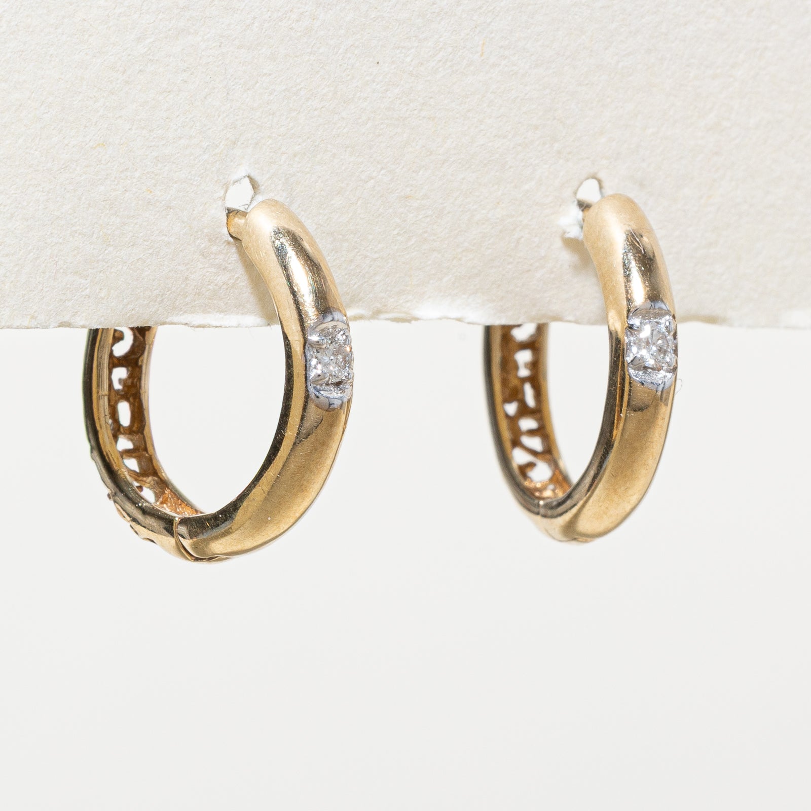 10K Single Diamond Hoop Earrings | 0.04ctw