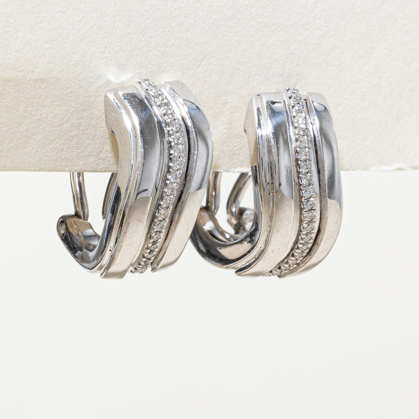 14K Diamond Thick Hoops Earrings | 0.10ctw