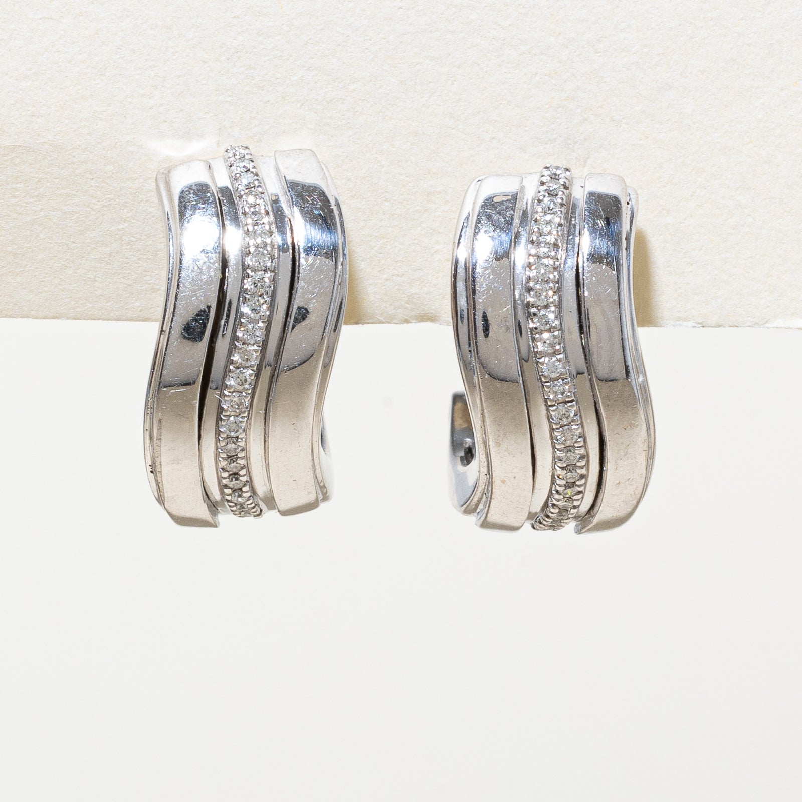 14K Diamond Thick Hoops Earrings | 0.10ctw