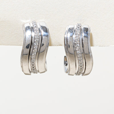 14K Diamond Thick Hoops Earrings | 0.10ctw