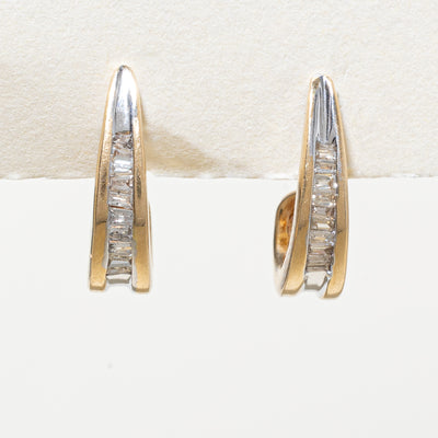 14K Channel Set Diamond Huggie Earrings | 0.16ctw