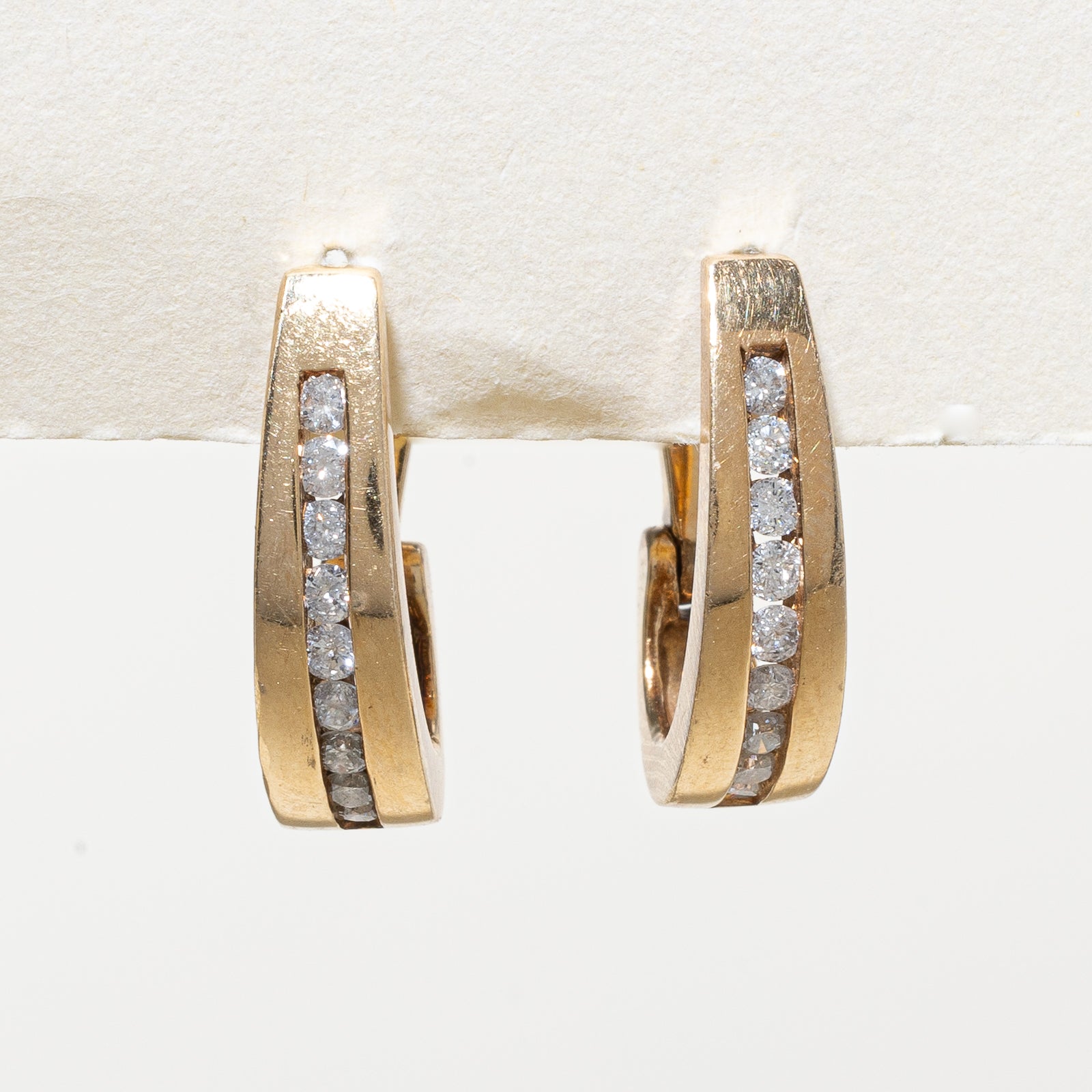Channel Set Diamond Hoop Earrings | 0.45ctw