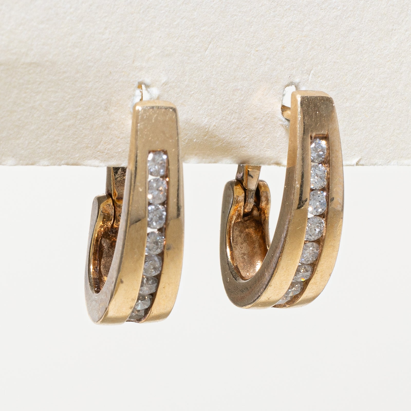 Channel Set Diamond Hoop Earrings | 0.45ctw