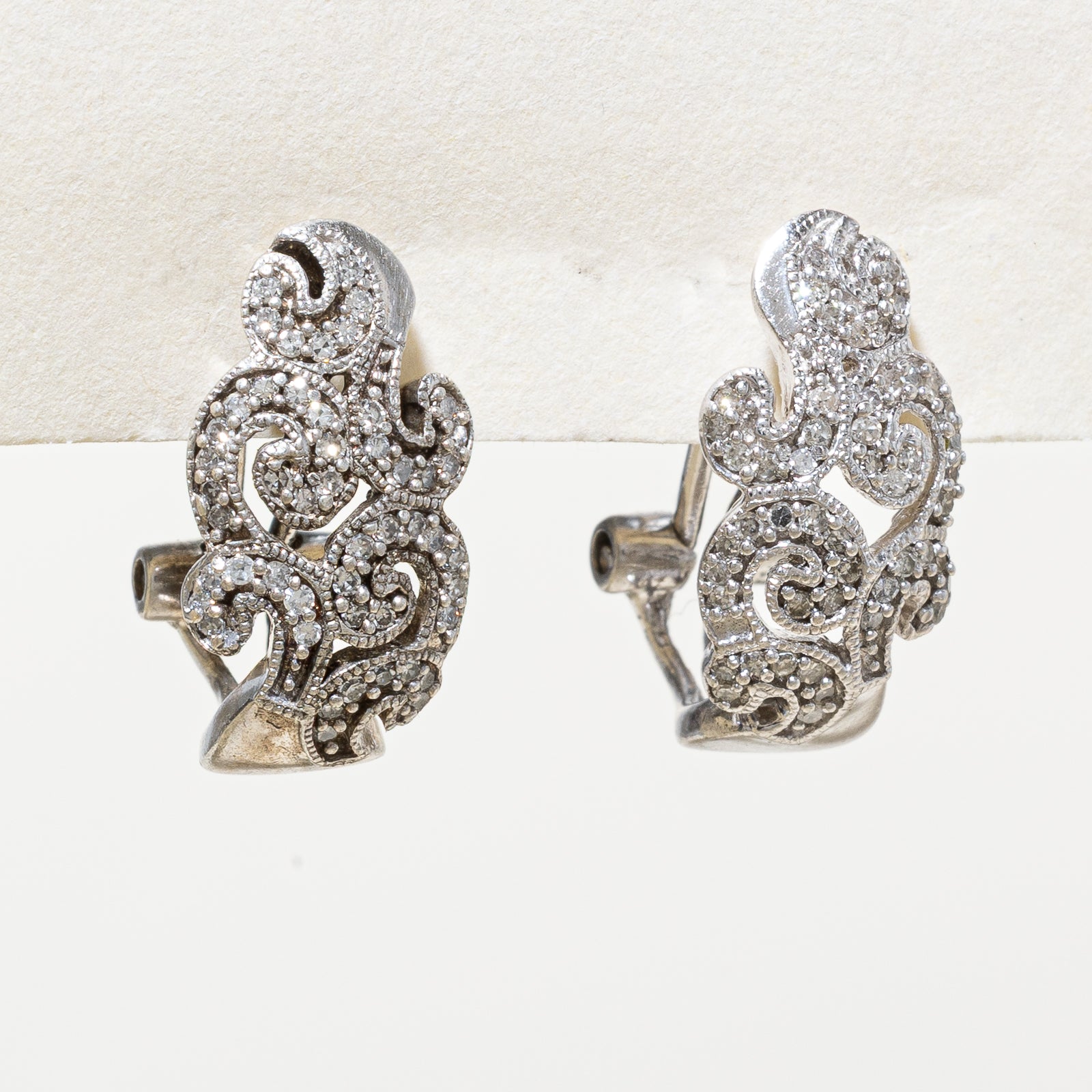 Diamond Scrollwork Ornate Earrings | 0.30ctw
