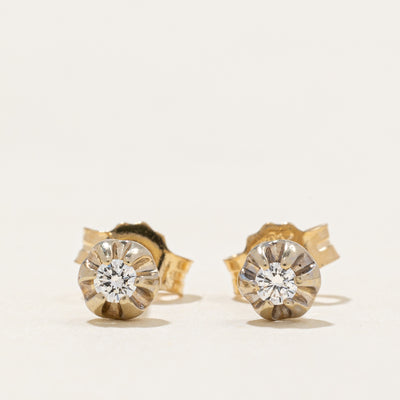 14K Belcher Set Diamond Stud Earrings | 0.08ctw