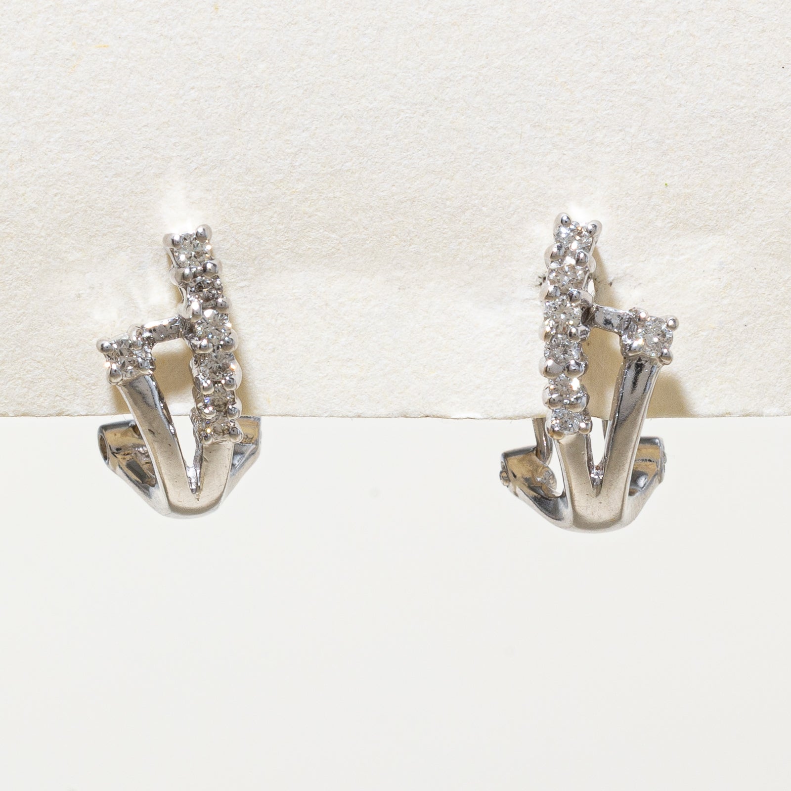 14K Diamond Huggie Earrings | 0.15ctw