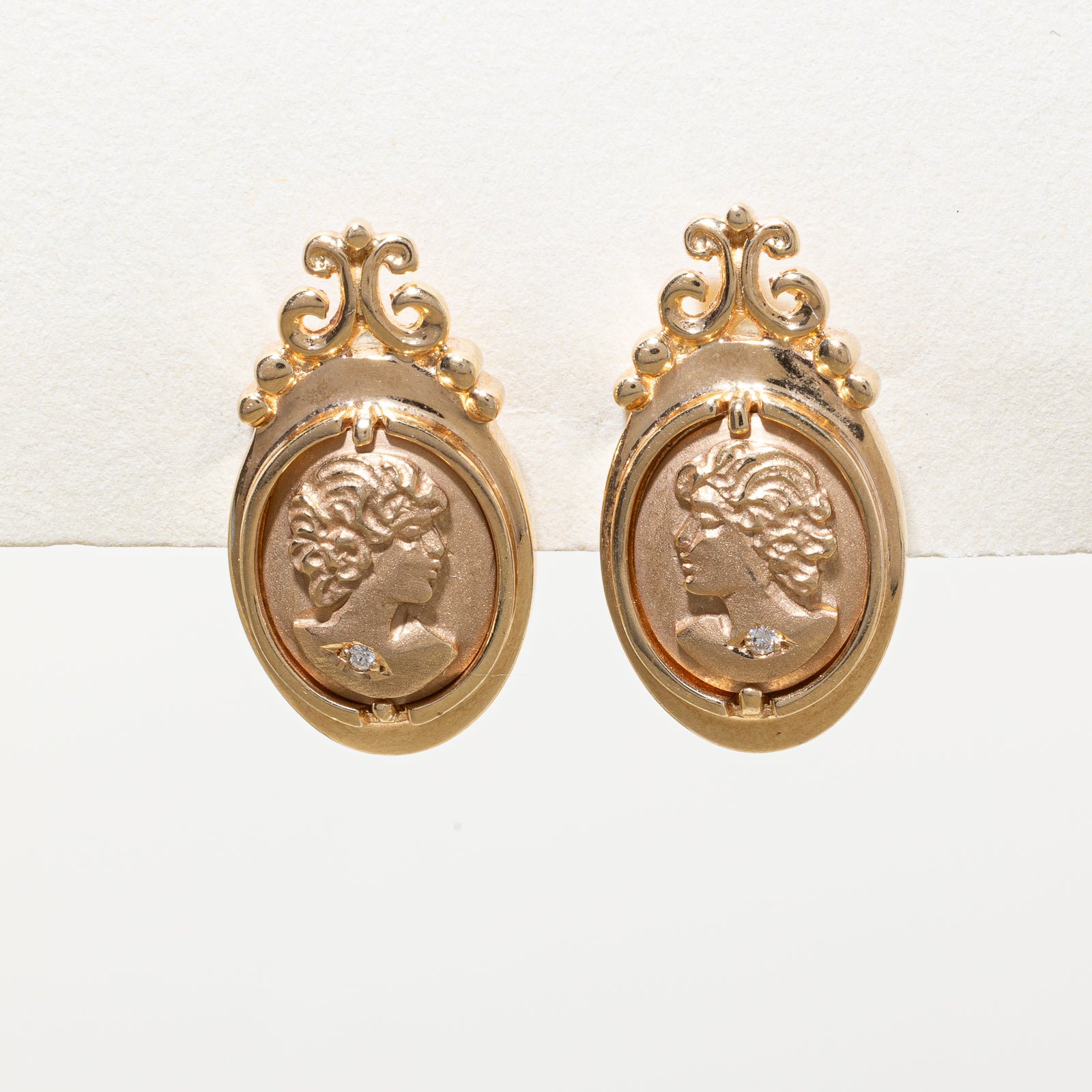 Diamond Portrait Screwback Earrings | 0.02ctw