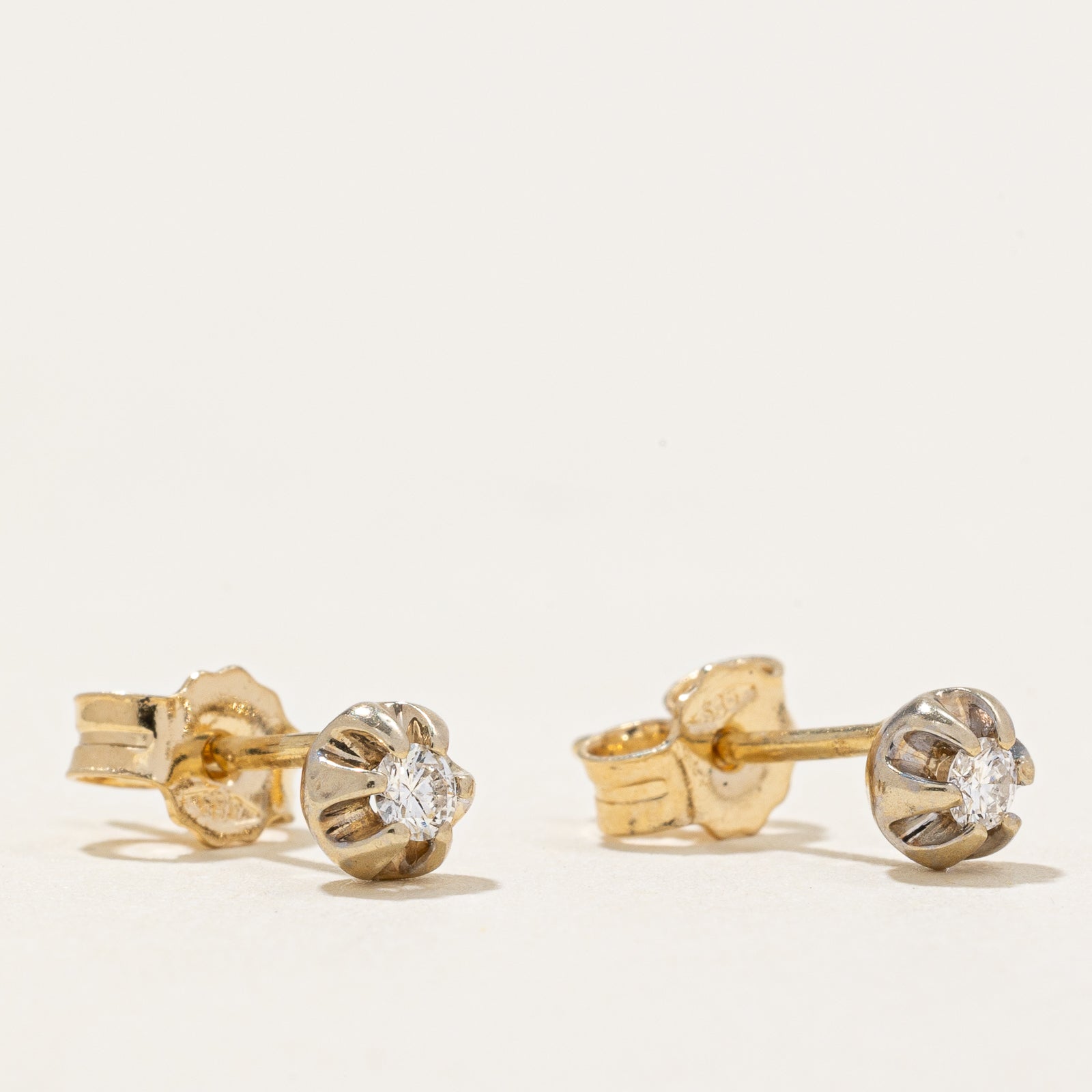 14K Belcher Set Diamond Stud Earrings | 0.08ctw