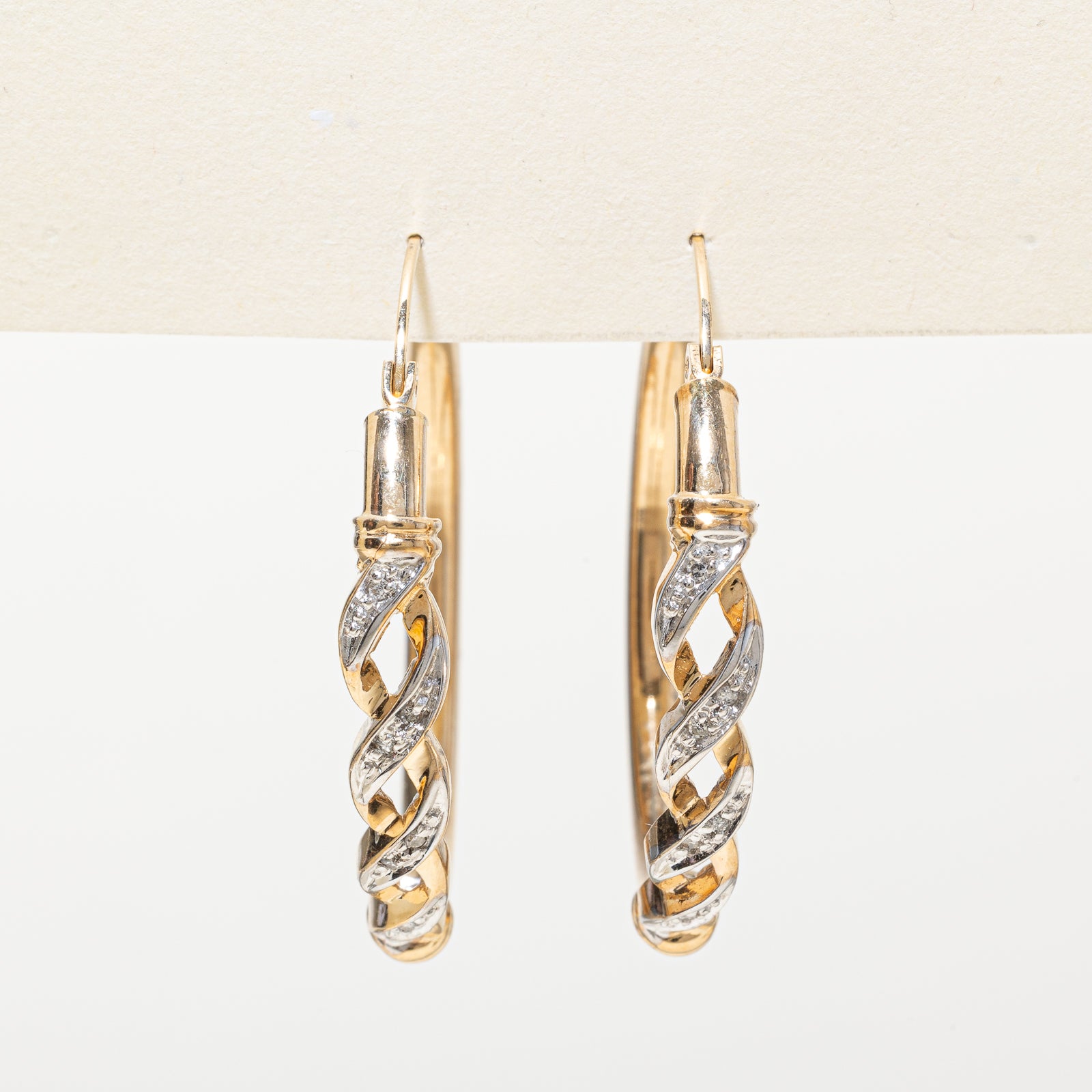 Diamond Crossover Hoop Earrings | 0.06ctw