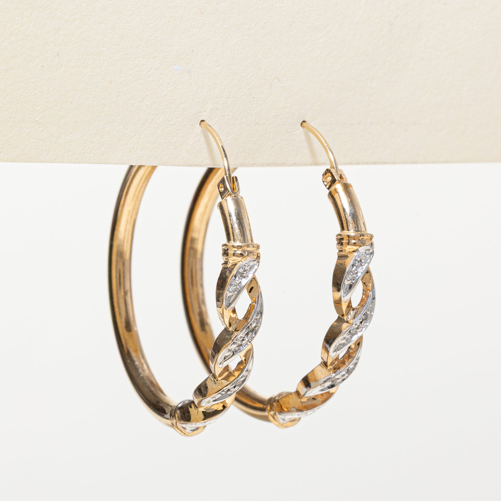 Diamond Crossover Hoop Earrings | 0.06ctw
