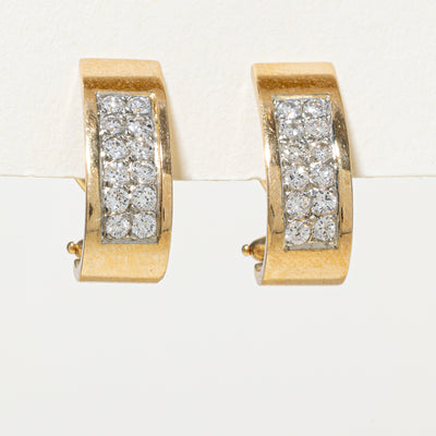 18K Diamond Grid Stud Clip On Earrings | 0.48ctw