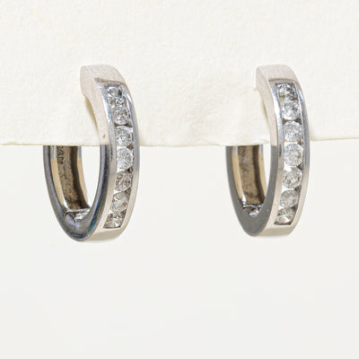 14K Channel Set Diamond Hoop Earrings | 0.28ctw