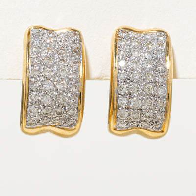 18K Diamond Grid Stud Earrings | 1.08ctw