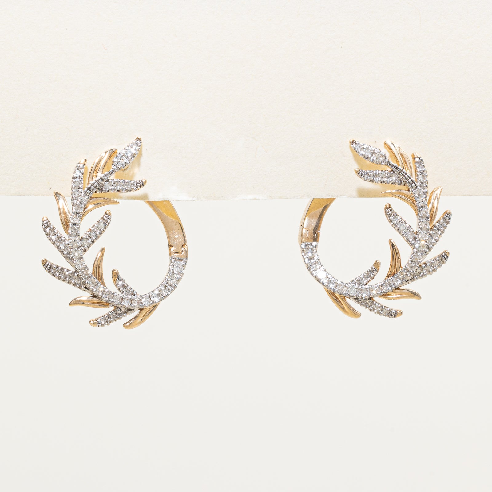 10K Diamond Vine Hoop Earrings | 0.47ctw
