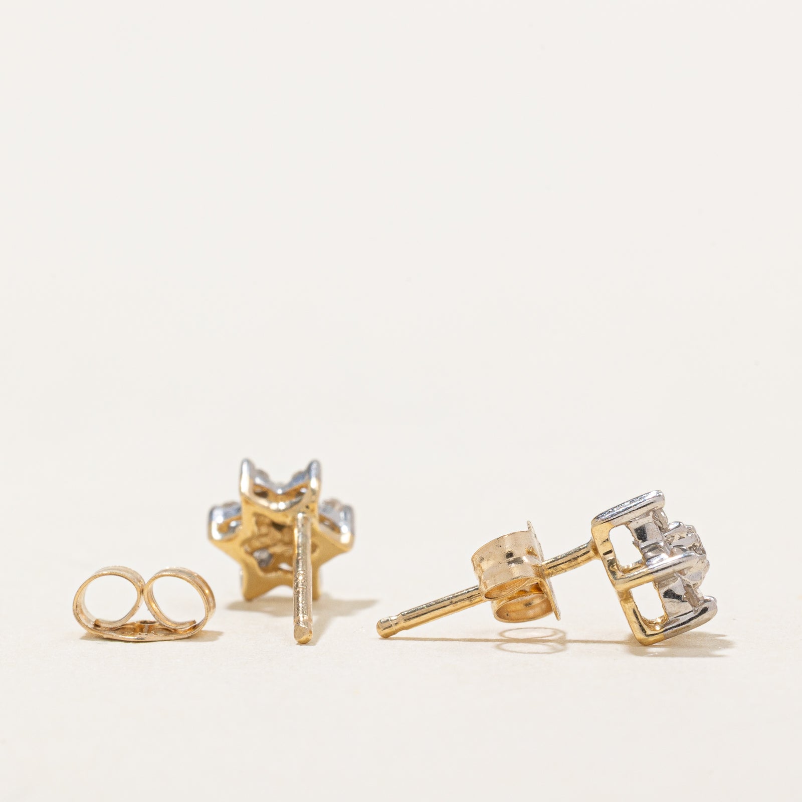 14K Diamond Petal Stud Earrings | 0.10ctw
