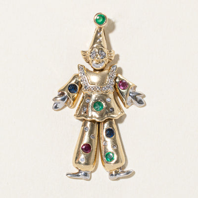Multi Gemstone Clown Pendant | 0.40ctw, 0.09ctw