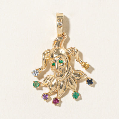 Multi Gemstone Jester Pendant | 0.50ctw, 0.06ct