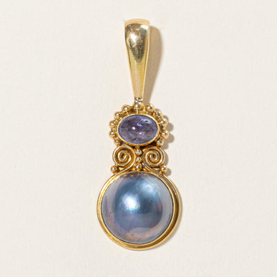 Mabe Pearl & Tanzanite Drop Pendant | 15.00mm, 1.50ct