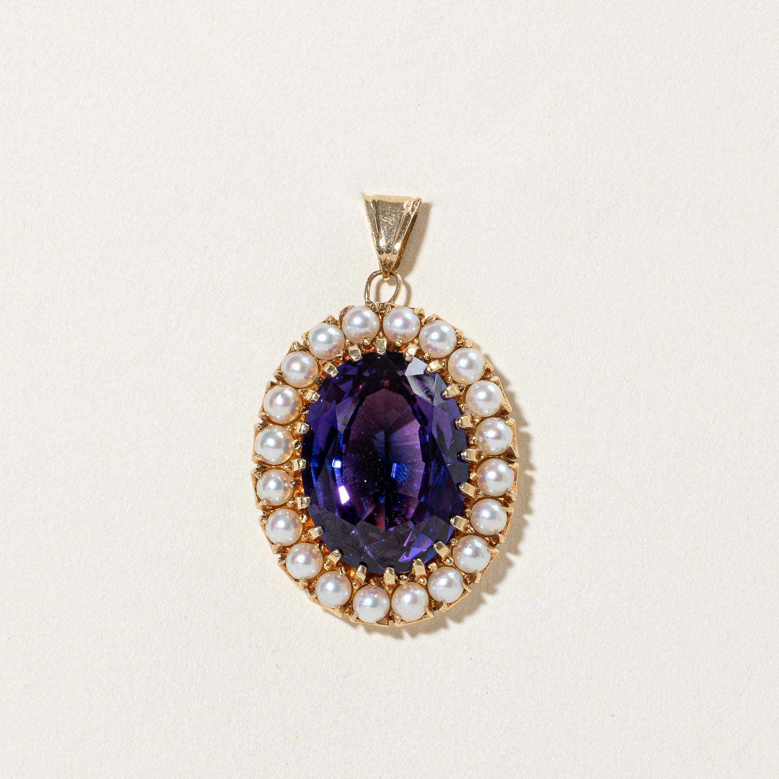 Synthetic Purple Sapphire & Cultured Pearl Pendant | 20.00ct, 5.00ctw