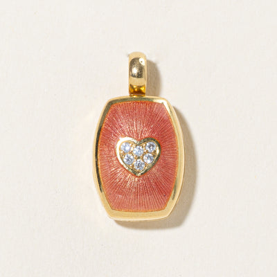 18k Diamond Heart & Enamel Locket Pendant | 0.18ctw