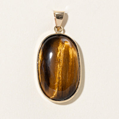 Bezel Set Oval Cabochon Tiger's Eye Pendant | 34.00ct