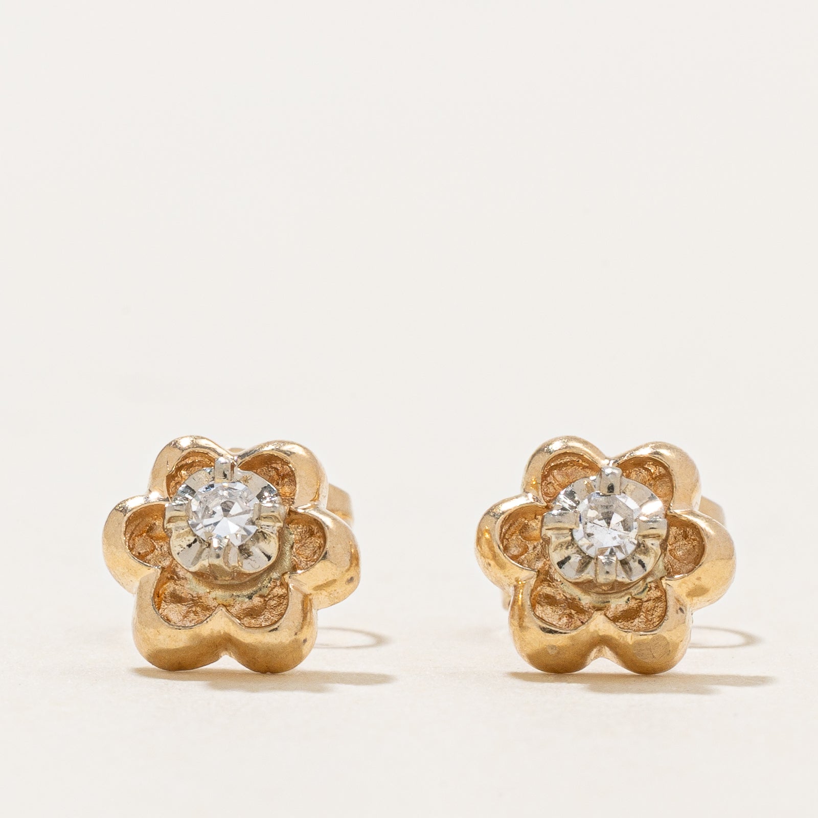 Illusion Set Diamond Floral Stud Earrings | 0.06ctw