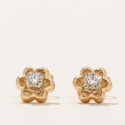 Illusion Set Diamond Floral Stud Earrings | 0.06ctw