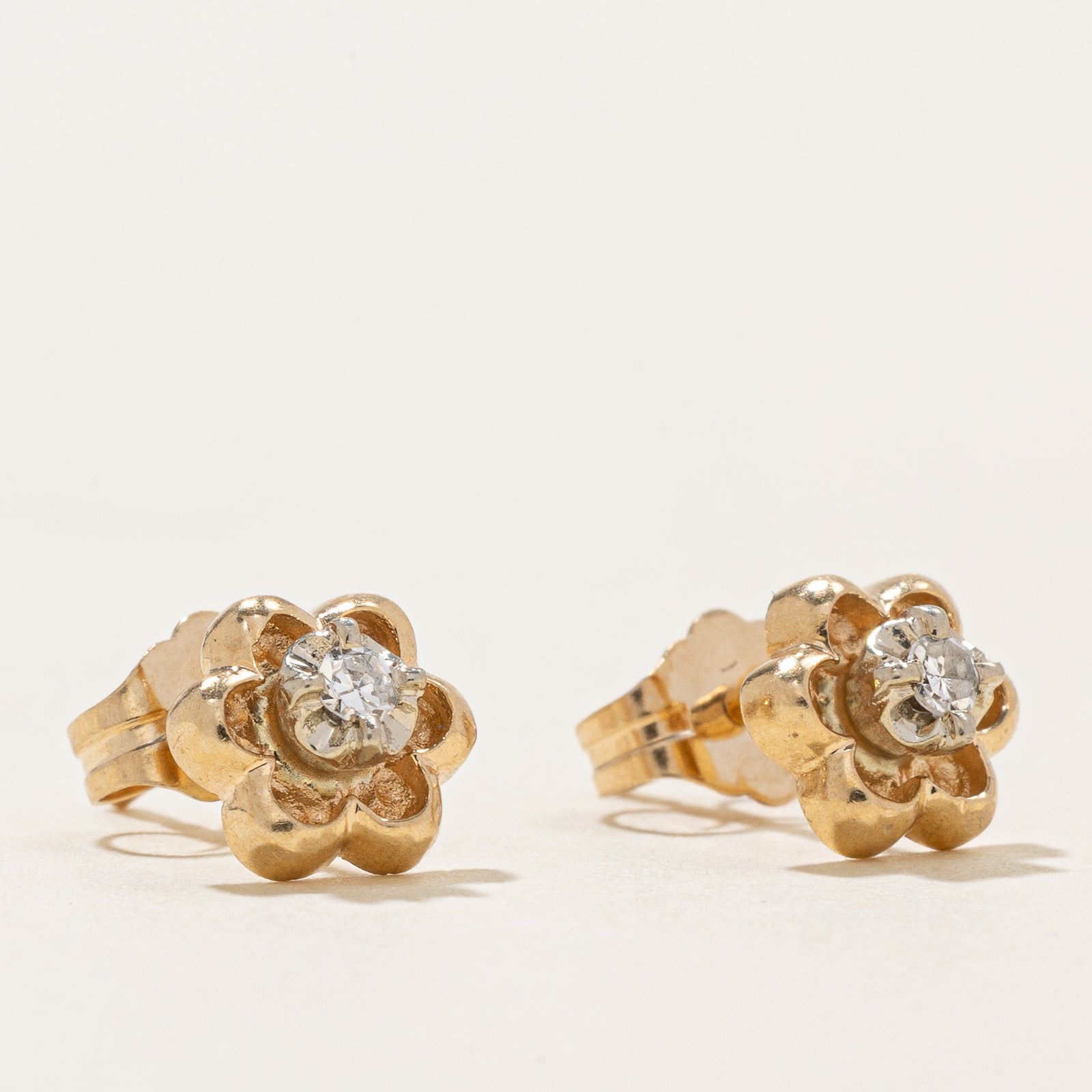 Illusion Set Diamond Floral Stud Earrings | 0.06ctw