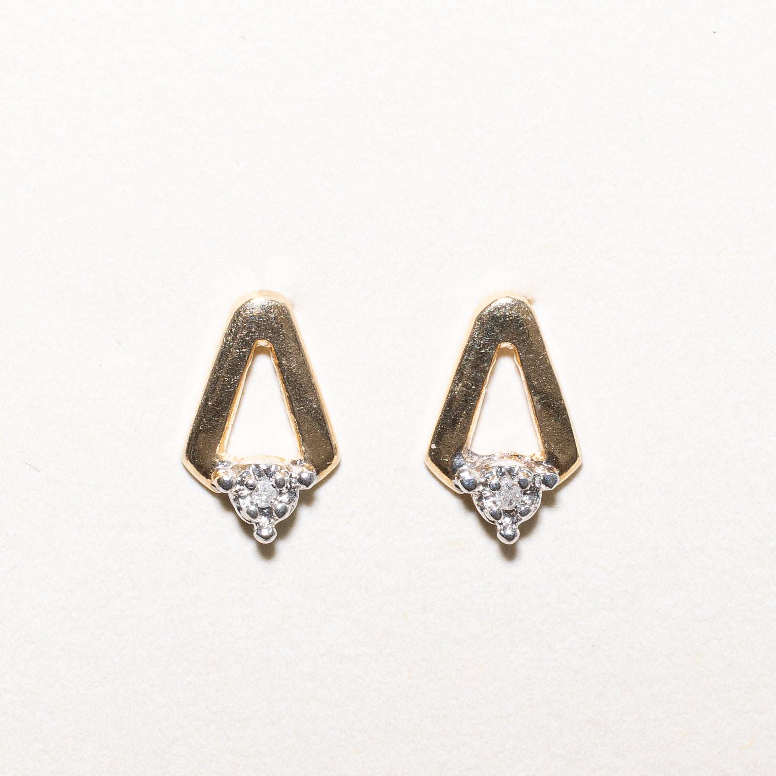 10K Illusion Set Diamond Geometric Stud Earrings | 0.01ctw