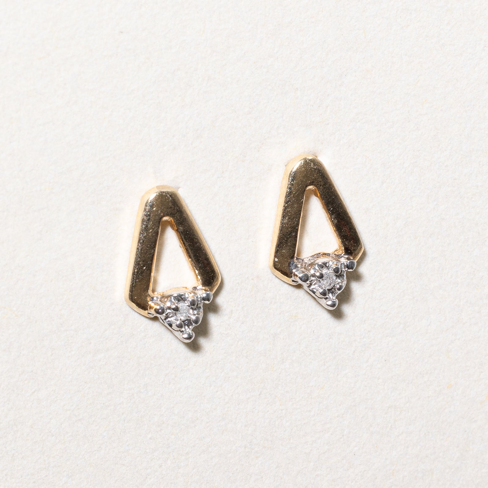 10K Illusion Set Diamond Geometric Stud Earrings | 0.01ctw