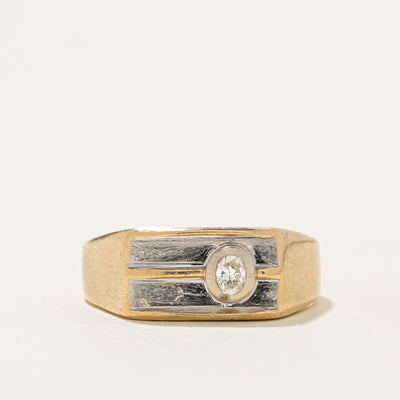 Bezel Set Diamond Signet Ring | 0.13ct | SZ 11