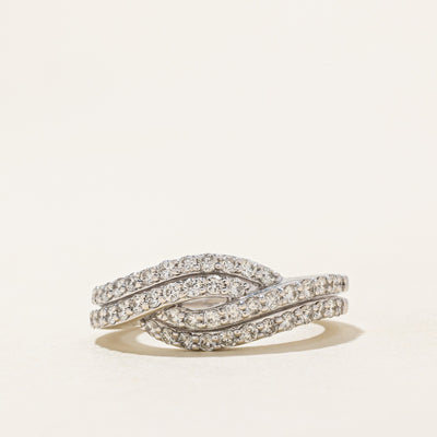 Pave Set Diamond Cross Over Ring | 0.74ctw | SZ 7.25