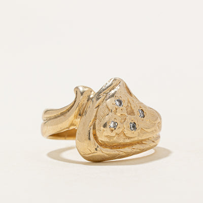 Diamond Textured Floral Design Ring | 0.07ctw | SZ 8.25