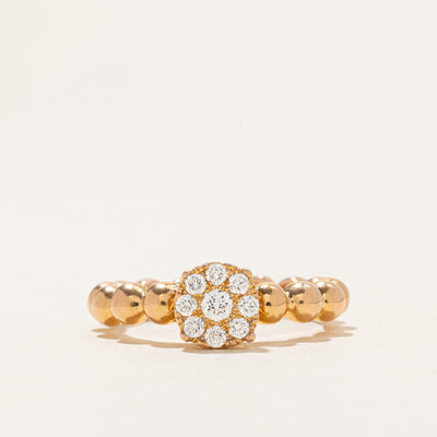 Diamond Cluster Beaded Band Ring | 0.30ctw | SZ 7.25
