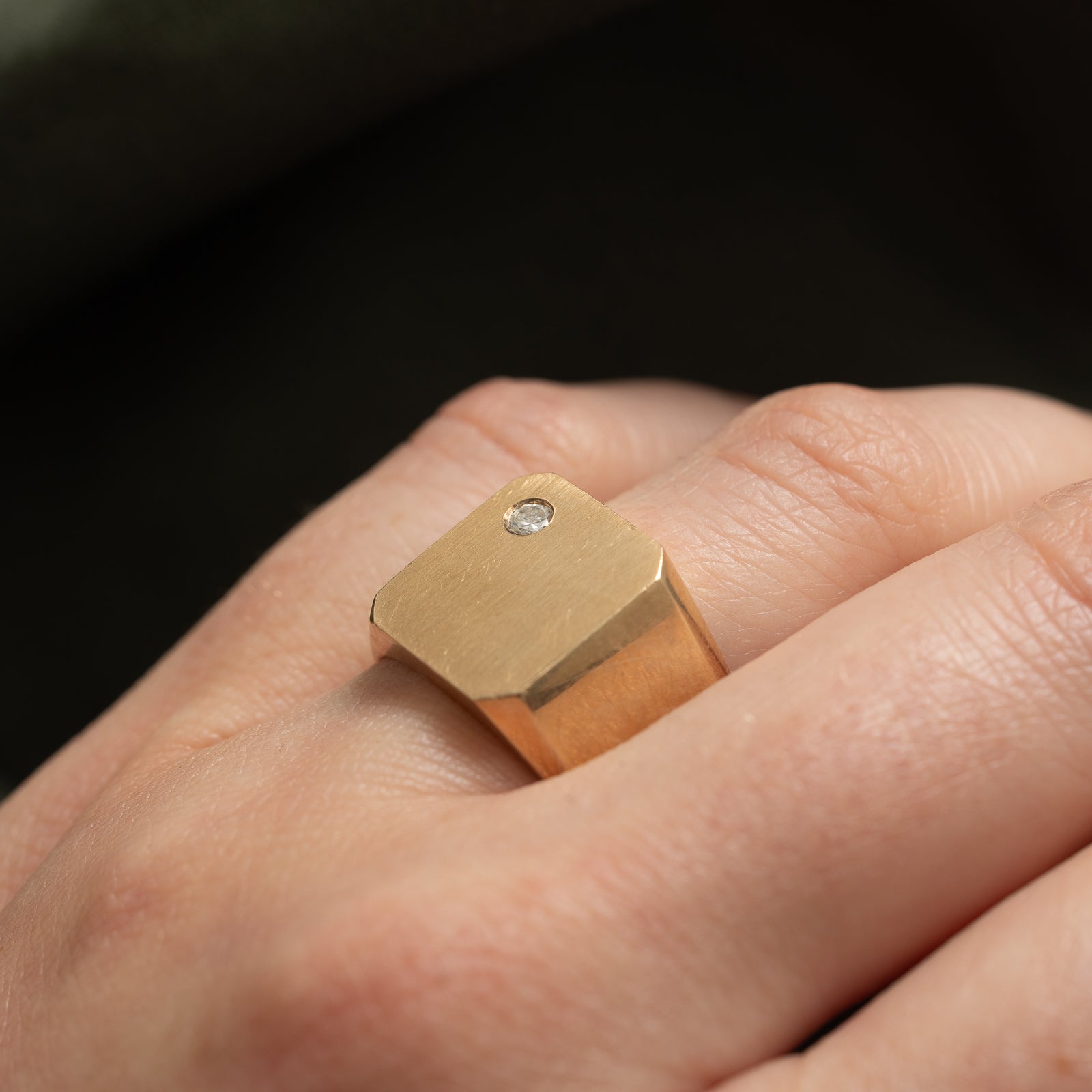 Flush Diamond Signet Ring | 0.08ct | SZ 9