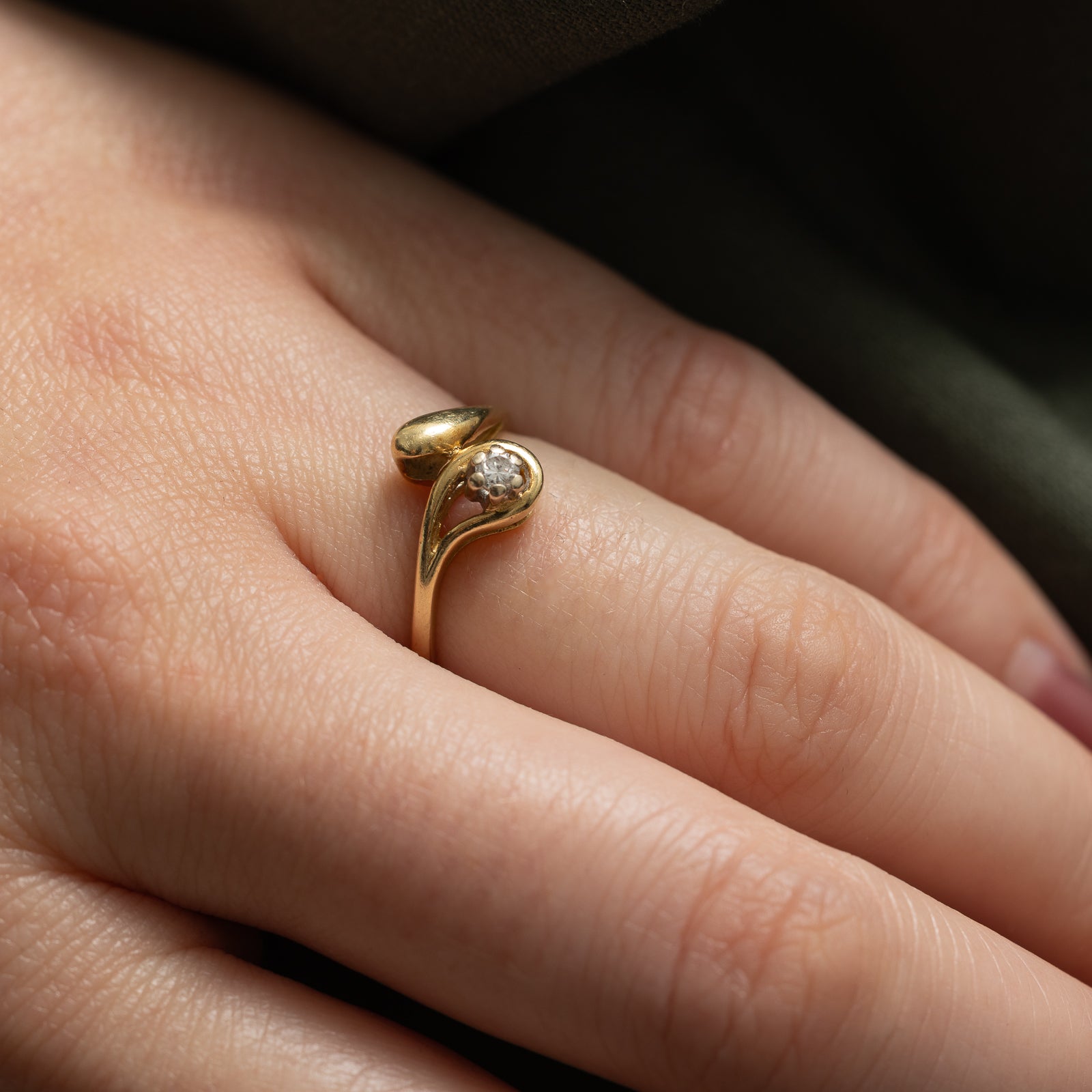 Diamond Teardrop Shaped Bypass Ring | 0.05ct | SZ 5.25