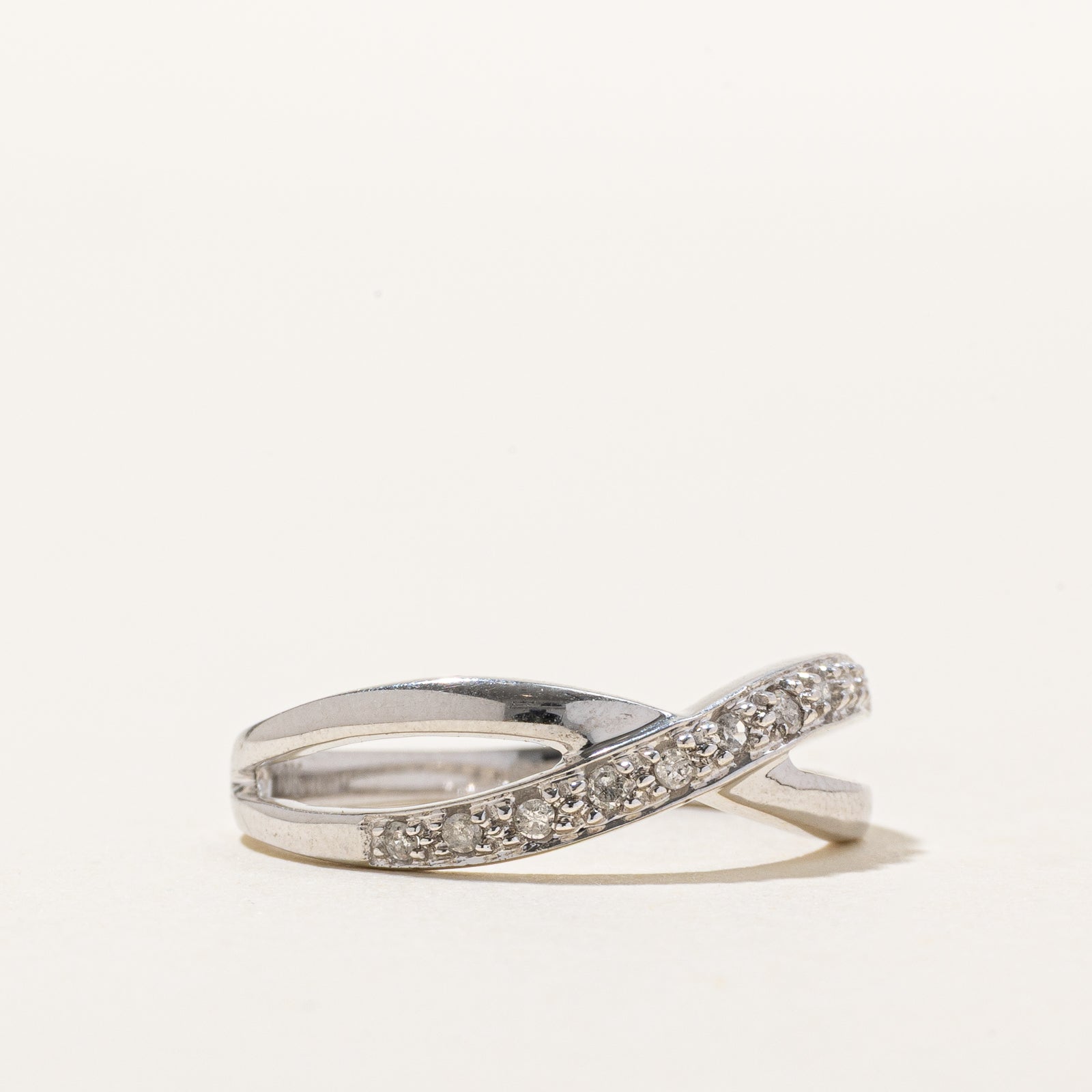 10K Semi Eternity Diamond Cross Over Ring | 0.11ctw | SZ 6.75