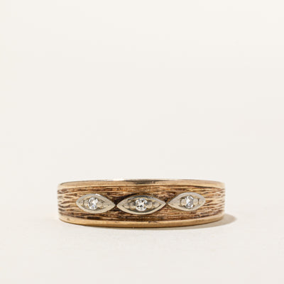 10K Three Stone Diamond Textured Ring | 0.05ctw | SZ 10.25