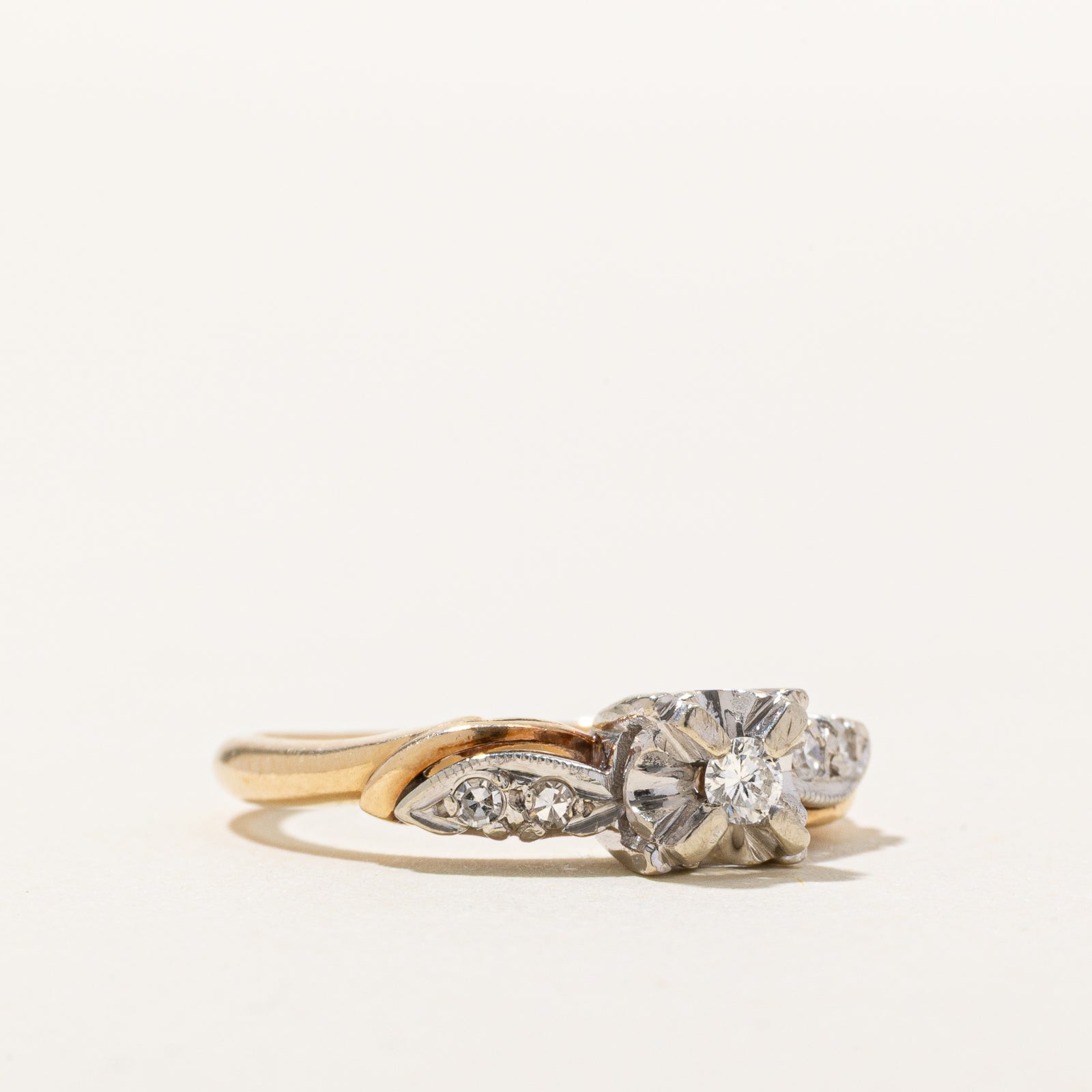 14K Two Tone Gold Illusion Set Diamond Ring | 0.11ctw | SZ 5