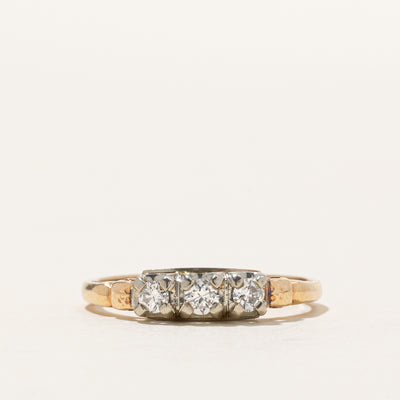 10K Two Tone Gold Three Stone Diamond Ring | 0.20ctw | SZ 6.5