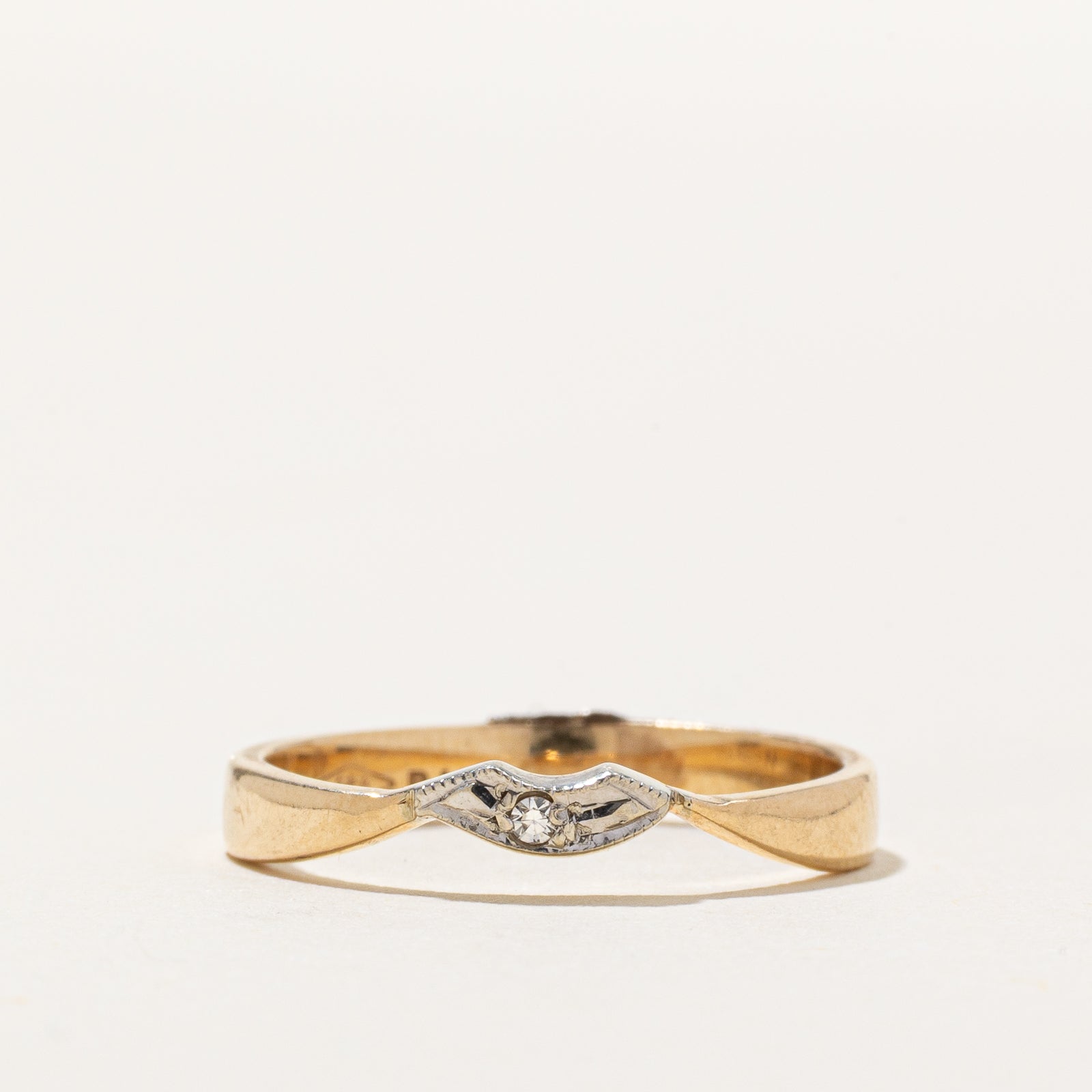 14K Two Tone Gold Diamond Contour Ring | 0.01ct | SZ 5.25