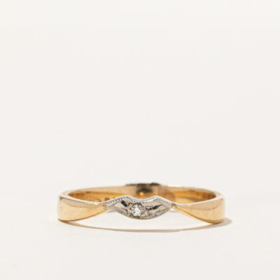14K Two Tone Gold Diamond Contour Ring | 0.01ct | SZ 5.25