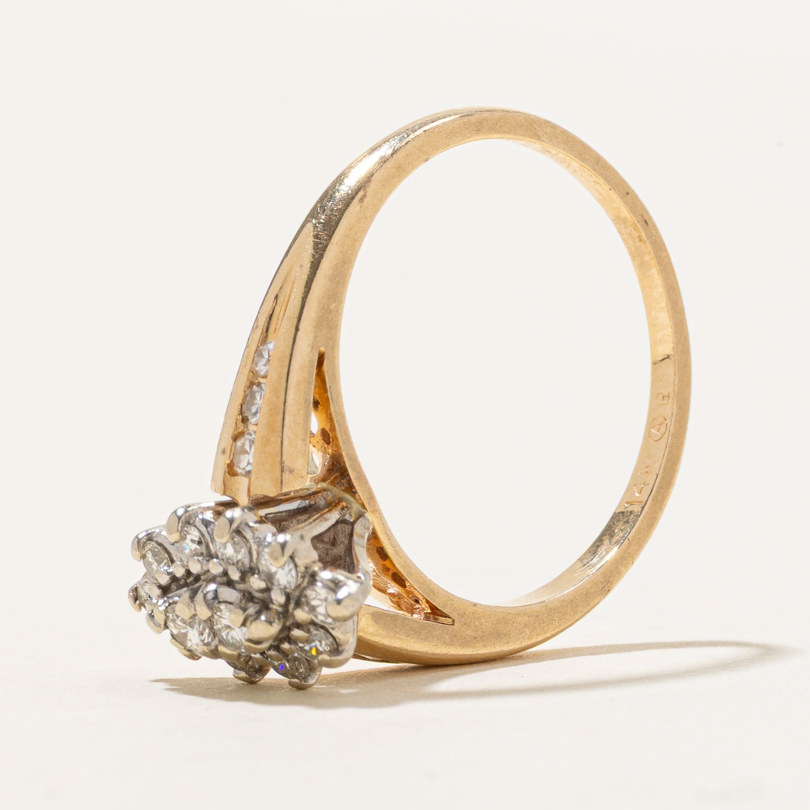 14K Marquise Shaped Diamond Cluster Petal Ring | 0.31ctw | SZ 5.25