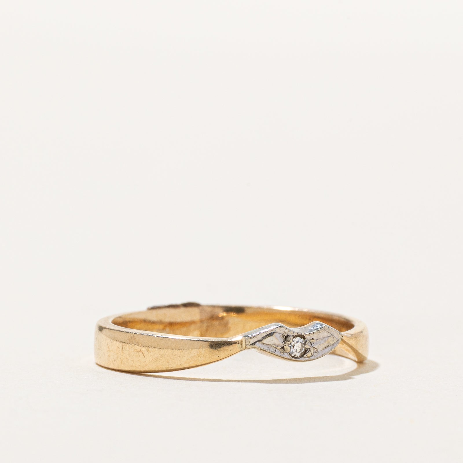 14K Two Tone Gold Diamond Contour Ring | 0.01ct | SZ 5.25